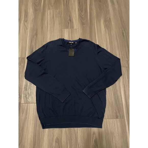 Jared Lang Sweater Mens XXL Blue Solid Pullover Sweatshirt 100% Cotton NWT - Picture 1 of 9